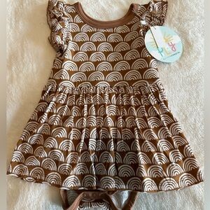 NWT Little Sleepies Rust Rainbow Short Sleeve Bodysuit Twirl Dress 12-18mo